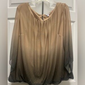 Rebecca Malone  • Long-Sleeve Ombre and Glitter Blouse • 2XL